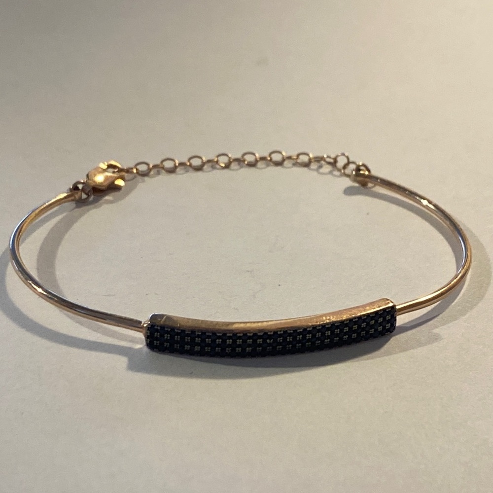 Gold and tiny crystal Black Bracelet